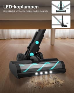 DailySupplies® Steelstofzuiger Draadloos - Stofzuiger zonder zak op accu - Inclusief Opzetstukken - Zwart met Turquoise — thumbnail 3