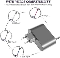 Oplader compatibel met geschikt voor Dyson DC30 DC31 DC34 DC35 DC44 DC45 DC56 DC57 - 16,75V/24,35V stofzuigeraccu — thumbnail 2
