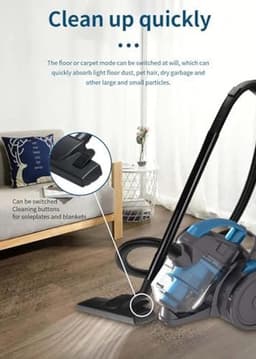 Stofzuiger met snoer - Krachtige zuiger - Huis reinigen - Zakloos cycloon systeem - 2000W motor - Blauw — thumbnail 3