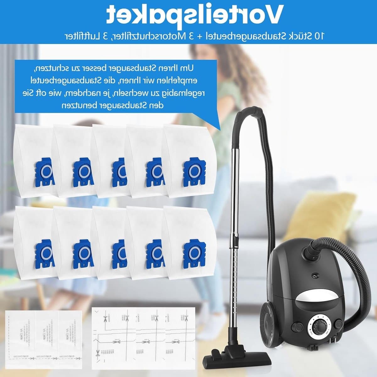 10 Stofzuigerzakken en Filters voor HyClean Pure GN - Efficiënte Accessoires voor Miele C1 C2 C3 S2 S5 S8 Series, Inclusief Motor- en Luchtfilters — afbeelding 1