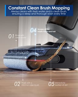 Tineco i5 Stretch Plus - Nat en droog stofzuiger en dweil - 180° Lay-Flat - 20.000 Pa Zuigkracht - Double-Sided Edge Schoonmaak methode - 30 Min Accu - Anti-Tangle stofzuiger geschikt voor dierenharen — thumbnail 2