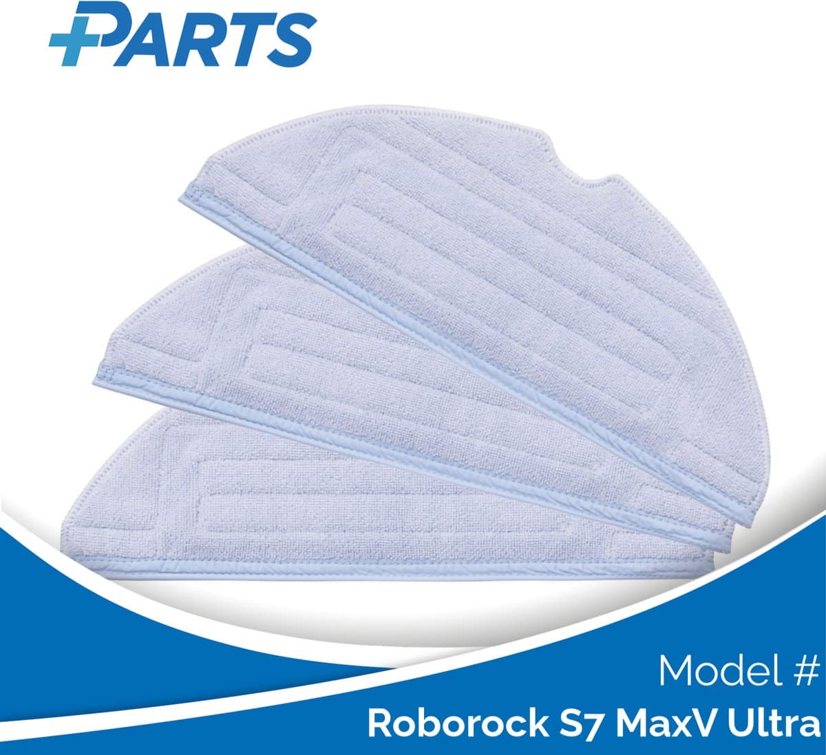 Roborock S7 MaxV Ultra Dweilpads (3 Stuks, Plus.Parts® alternatief voor 8.02.0081) — afbeelding 1