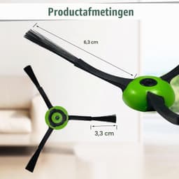 Zijborstels voor Robotstofzuiger - 3 Stuks - Zwart en Groen — thumbnail 5