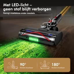 Hiaonyx steelstofzuiger - 9-in-1 steelstofzuiger draadloos - 75000pa - Met dierenborstel - LED Groene Stofdetectielamp - Geschikt voor Tapijten - Harde Vloeren en Dierenharen - 1.8-liter stofopvangbox - Goudkleurig — thumbnail 4