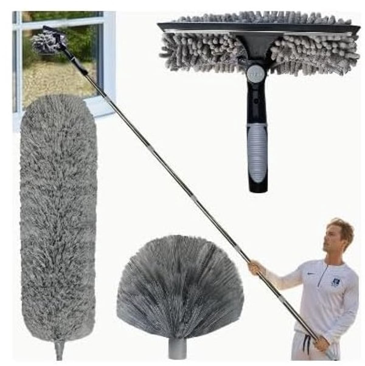 Telescoop Stofzuiger - 6 m - 3-in-1 Microvezelreinigingsset voor Plafonds en Muren — afbeelding 1