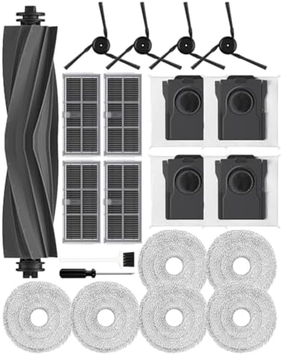 21 stuks accessoires geschikt voor Dreame X40 Ultra/L40 Ultra /X40 Master/Mova P50 Pro Ultra, reserveonderdeel voor robotstofzuiger, 1 hoofdborstel, 4 actieve koolfilters, 4 actieve koolstofzakken, 4 — afbeelding 1