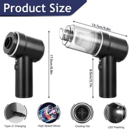Draadloze Handstofzuiger - Zilver Zwart - Compact Model - Oplaadbare Mini-stofzuiger voor Huisdierenhaar en Autoreiniging — thumbnail 3