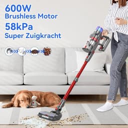Draagbare Steelstofzuiger - Draadloze Stofzuiger - Huis Schoonmaken - Afneembare Batterij - 600 Watt - Rood — thumbnail 2