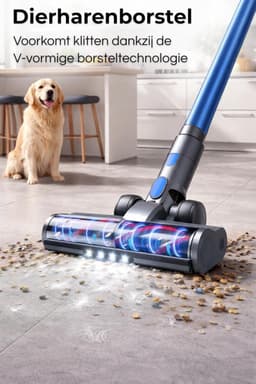 Steelstofzuiger met Dweilfunctie - Draadloze Stofzuiger Kruimeldief - Huis Schoonmaken - 30K Pa Zuigkracht - 60 Minuten - Zwart — thumbnail 4