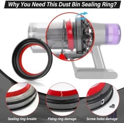 PromoHome Afdichtring voor Dyson V10 SV12 SV13 SV27 stofreservoir, vervangende rubberen afdichting met schroevendraaier, stofzuigerafdichtring, herstelt zuigvermogen en voorkomt luchtlekkage — thumbnail 3