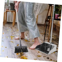 Vuilblik met steel - Stoffer en blik - Comfortabel schoonmaken - Ergonomisch ontwerp - 70 cm lang - Zilver — thumbnail 5