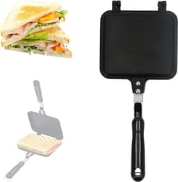 Dubbelzijdige braadpan, vierkant, anti-aanbak, ontbijt, braadpan, sandwich, brood, toast, bakken, pannenkoekenpan, omkeerbare pan, breakfast sandwichmaker met hittebestendig handvat — thumbnail 1