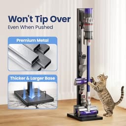 PromoHome Stofzuigerstandaard voor Dyson V15, V12, V11, V10, V8, V7, V6 - Vrijstaande houder met 5 accessoirehaken - Ruimtebesparend, geen boren nodig — thumbnail 3
