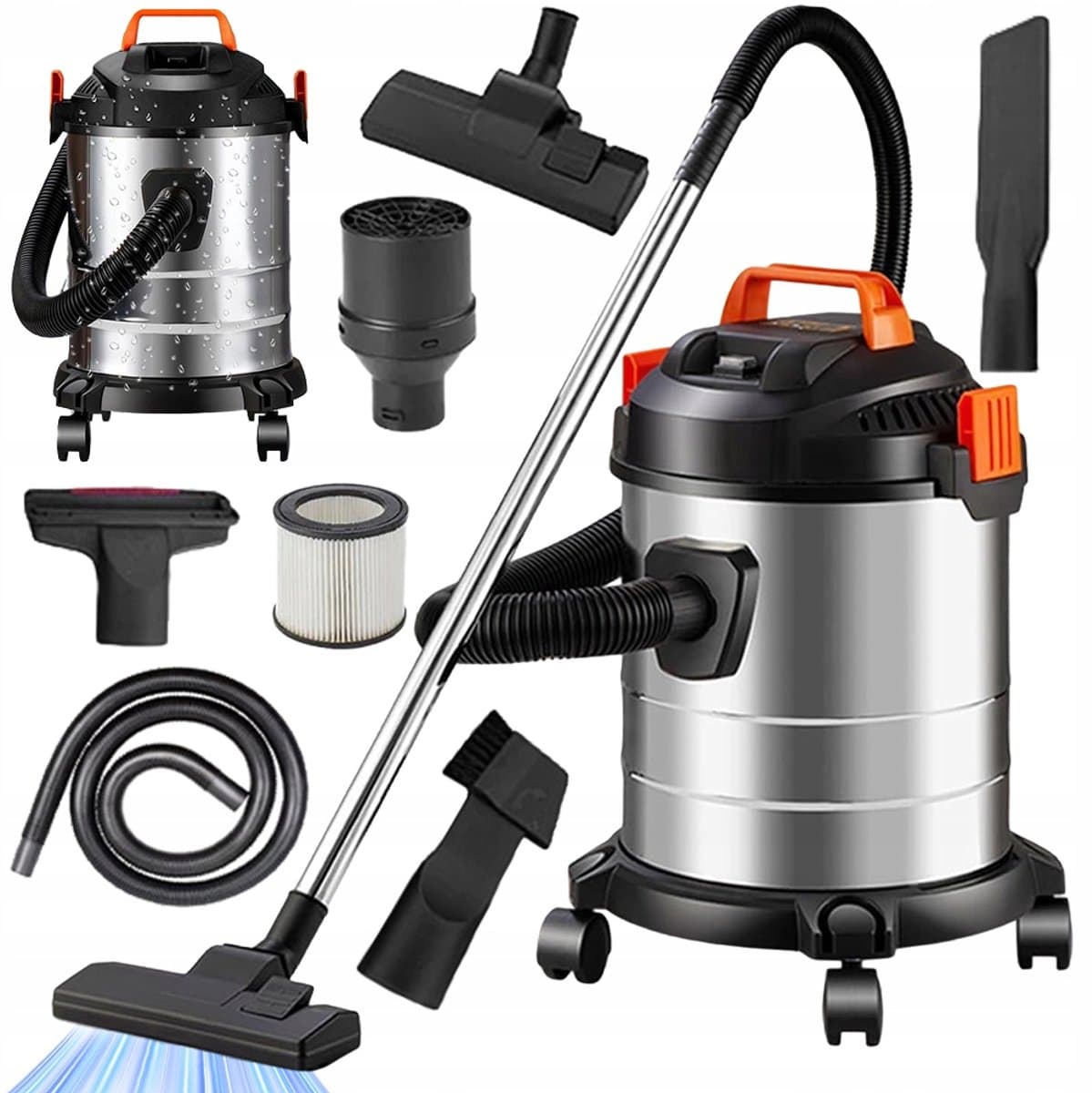 Nat- en Droogzuiger - Bouwstofzuiger 2000W - 18 kPa Zuigkracht - RVS Reservoir 20L - Zuig- en Blaasfunctie - 1,5 m Slang en 6 m Kabel - Voor Werkplaats, Huis, Kantoor en Garage — afbeelding 1