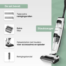 4Swiss Smart stofzuiger VC024, snoerloze stofzuiger met dweilfunctie, nat- en droogzuiger met dubbele tank, zelfreinigende functie, LED-display — thumbnail 4