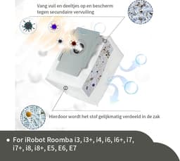 Replacements® Stofzuigerzakken geschikt voor Irobot Roomba e5 e6 e7 i1 i1+ i3 i3+ i4 i4+ i5 i5+ J5 J5 combo i6 i6+ i7 i7+ J7 J7+ i8 i8+ - 4 stuks — thumbnail 4