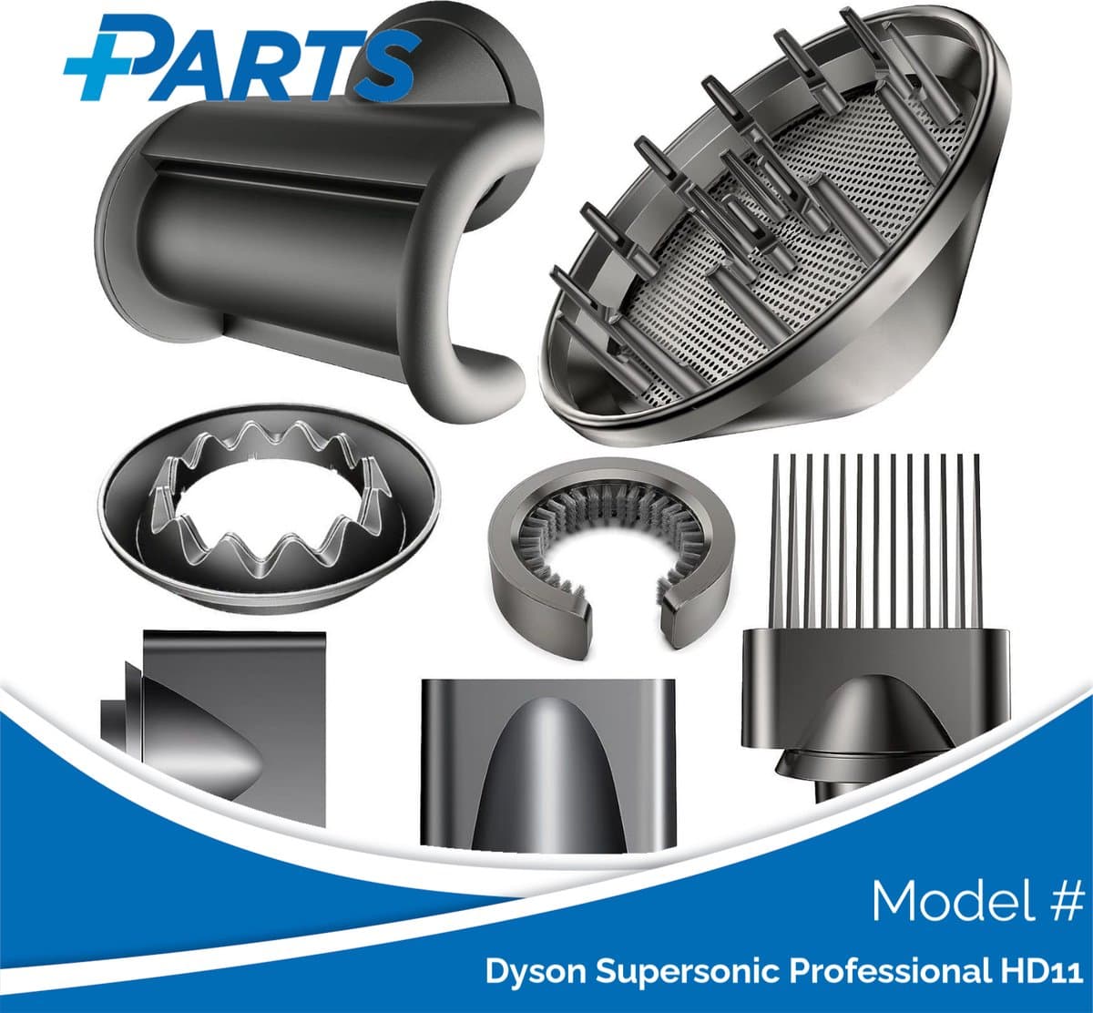 Dyson Supersonic Professional Opzetstukken/Accessoireset van Plus.Parts® geschikt voor Dyson - 8 delig! — afbeelding 1