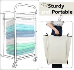 Wasmand Zakken - Opbergzakken - Sorteren Wasgoed - Verwijderbaar - 37.5cm x 22cm - Beige — thumbnail 5