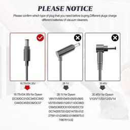 Oplader compatibel met geschikt voor Dyson DC30 DC31 DC34 DC35 DC44 DC45 DC56 DC57 - 16,75V/24,35V stofzuigeraccu — thumbnail 3