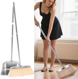 Veegplaat Set - Stoffer en Blik - Vloeren Schoonmaken - Verlengde Veegkop - 700 gr - Roestvrij Staal — thumbnail 3