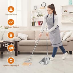 Veegplaat Set - Stoffer en Blik - Vloeren Schoonmaken - Verlengde Veegkop - 700 gr - Roestvrij Staal — thumbnail 5