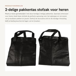 Dailygoods- Pakkentas 2-delig - Stofzak voor pakken - Handvat en ritssluiting - Opvouwbaar - 60x100 cm - Geschikt voor op reis en thuisgebruik - Kostuumtas — thumbnail 5