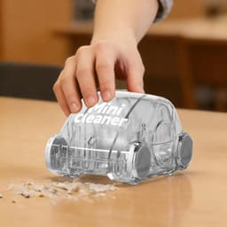 Bureau reiniger - Mini plumeau - Werkplek opruimen - Decoratief wagentje - Compact formaat - Transparant — thumbnail 3