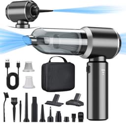 2-in-1 handstofzuiger accu, 18000PA handstofzuiger, draadloos, autostofzuiger, sterk, 3 snelheden 200.000 tpm elektrische stofblazer persluchtspray voor het reinigen van auto, keuken, pc, bank, kantoo — thumbnail 1