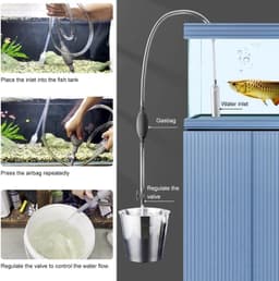 Aquariumstofzuiger met regelbare stroming - Reinigt grind en ververst water — thumbnail 2
