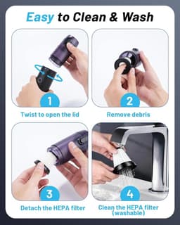 Accu Handstofzuiger - Zwart - 4-in-1 Mini Stofzuiger met HEPA-filter - Voor Auto, Huis en Kantoor — thumbnail 4