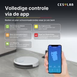 Cesulan 3-in-1 Robotstofzuiger met Laadstation – Robotstofzuiger met Dweilfunctie – Automatisch leegstation – Dweilrobot robotstofzuiger met Opvangbak – 3000 Pa – App Bediening – Gyroscoopnavigatie – 140 min batterij — thumbnail 4