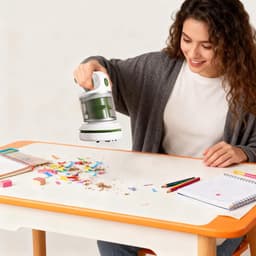 Draadloze mini-stofzuiger - Compact en stil - Geschikt voor thuis, op reis, op bureaus, op vloeren, op kantoor en voor accessoires - Mini-desktop multifunctionele stofzuiger - Oplaadbaar via USB — thumbnail 4