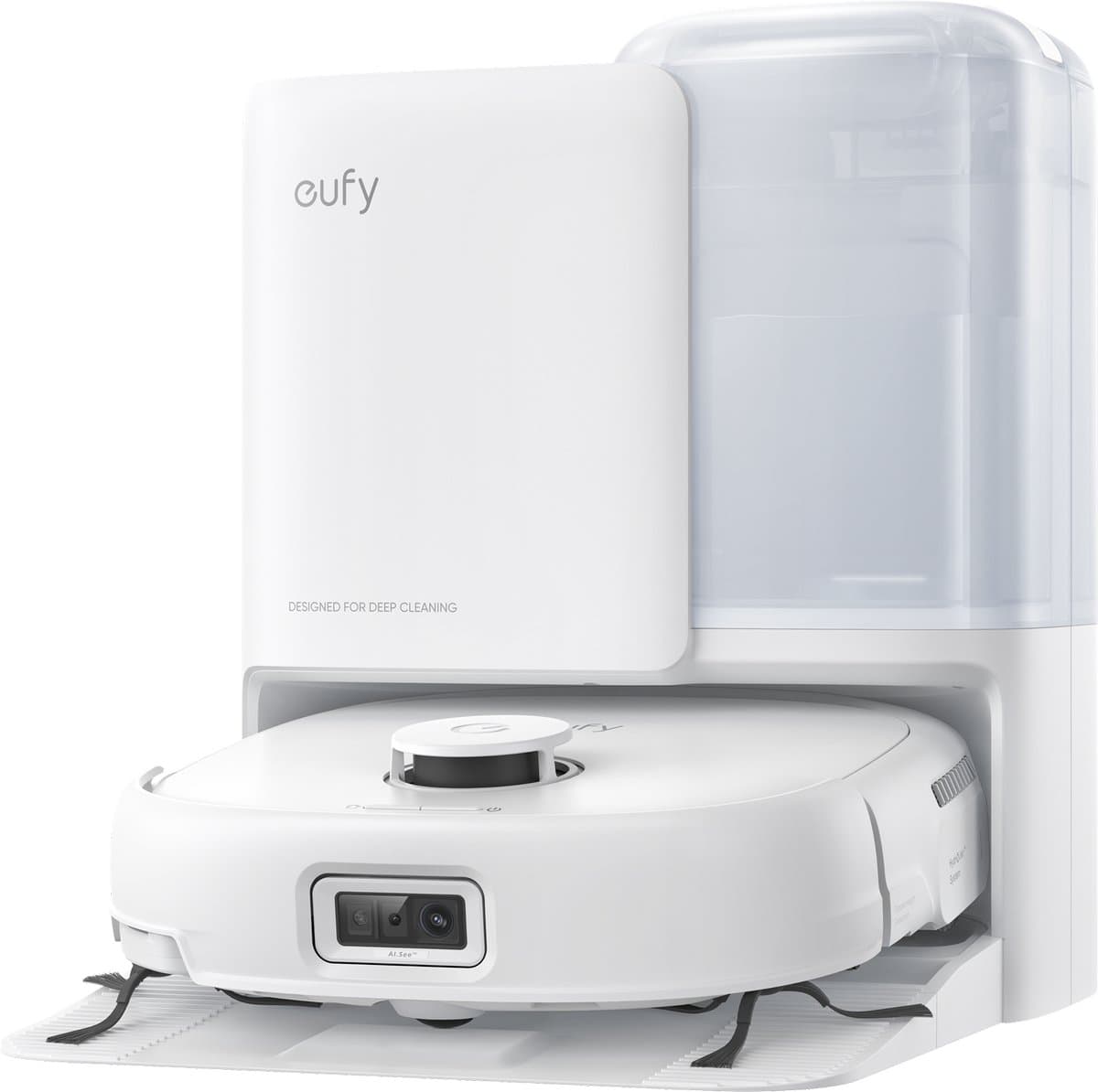 eufy Robotstofzuiger Omni E25 - HydroJet dweilsysteem - 20.000Pa zuigkracht - DuoSpiral borstels die ontklitten - CornerRover arm voor het schoonmaken van hoeken - Alles-in-1 station - Voor gezinnen met huisdieren en kinderen. — afbeelding 1