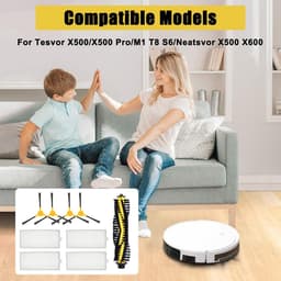 Vervangende onderdelen geschikt voor Tesvor X500/X500 Pro/M1 T8 S6 geschikt voor Neatsvor X500 X520 X600 Pro Stofzuiger, inclusief 4 Zijborstel+1 Rolborstel+4 Filters — thumbnail 4