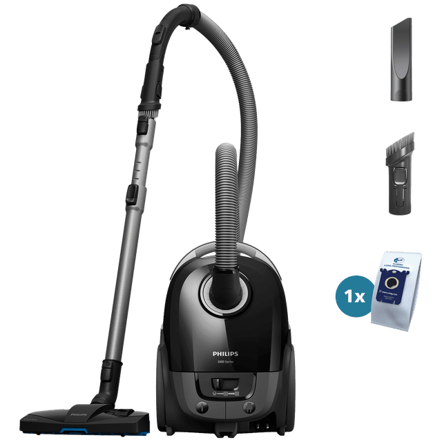 PHILIPS 3000 Series XD3112/09 - Stofzuiger met zak - Max zuigvermogen 900 W - Zwart
