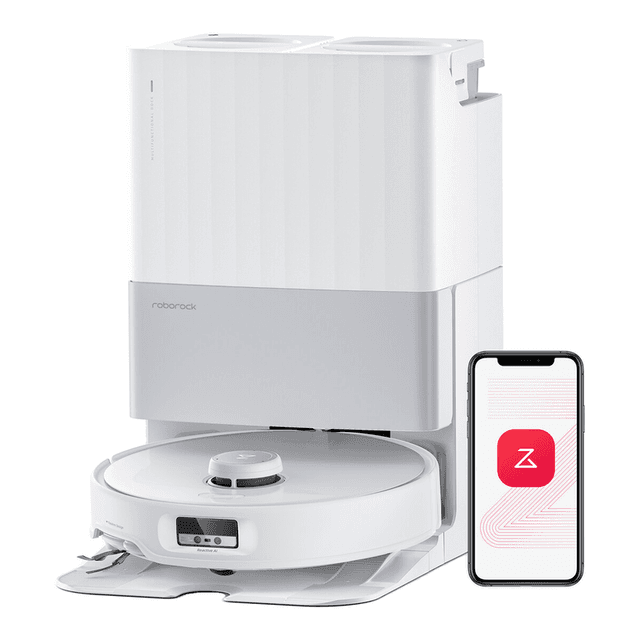 Roborock Qrevo Edge Robotstofzuiger met dweilmogelijkheid, Dubbel Anti-Klit Systeem, AdaptiLift Chassis, 18.500Pa, FlexiArm Ontwerp voor Randreiniging, Verwarmbare Dweil, 75°C Heet Water Dweil Was, "Hallo Rocky", wit
