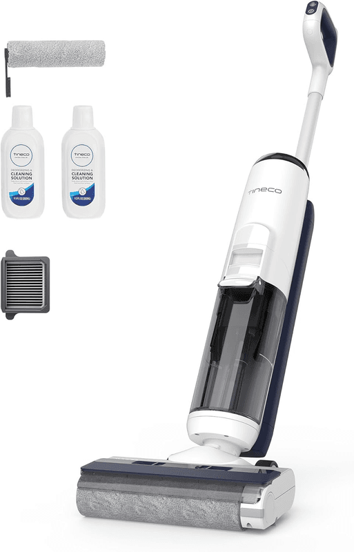Tineco iFLOOR 5 Breeze Complete nat/droog stofzuiger, reiniging in één stap voor harde vloeren, randreiniging <0,5 cm, drievoudige batterijduur, zelfreinigend, lichtgewicht draadloze stofzuiger met dweilfunctie, blauw
