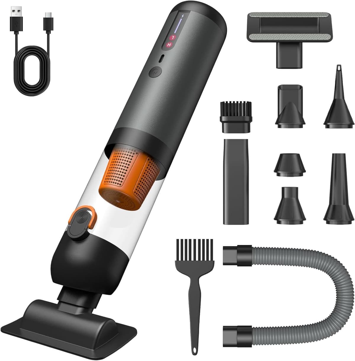 4-in-1 Handstofzuiger draadloos- Kruimeldief - Draagbare mini stofzuiger met 20.000 Pa / 120 W / 40 min gebruiksduur - 7800 mAh-accu, 2 zuigstanden, zuig- en blaasfunctie en USB-C-snelladen in 2,5 uur - Zwart — afbeelding 1