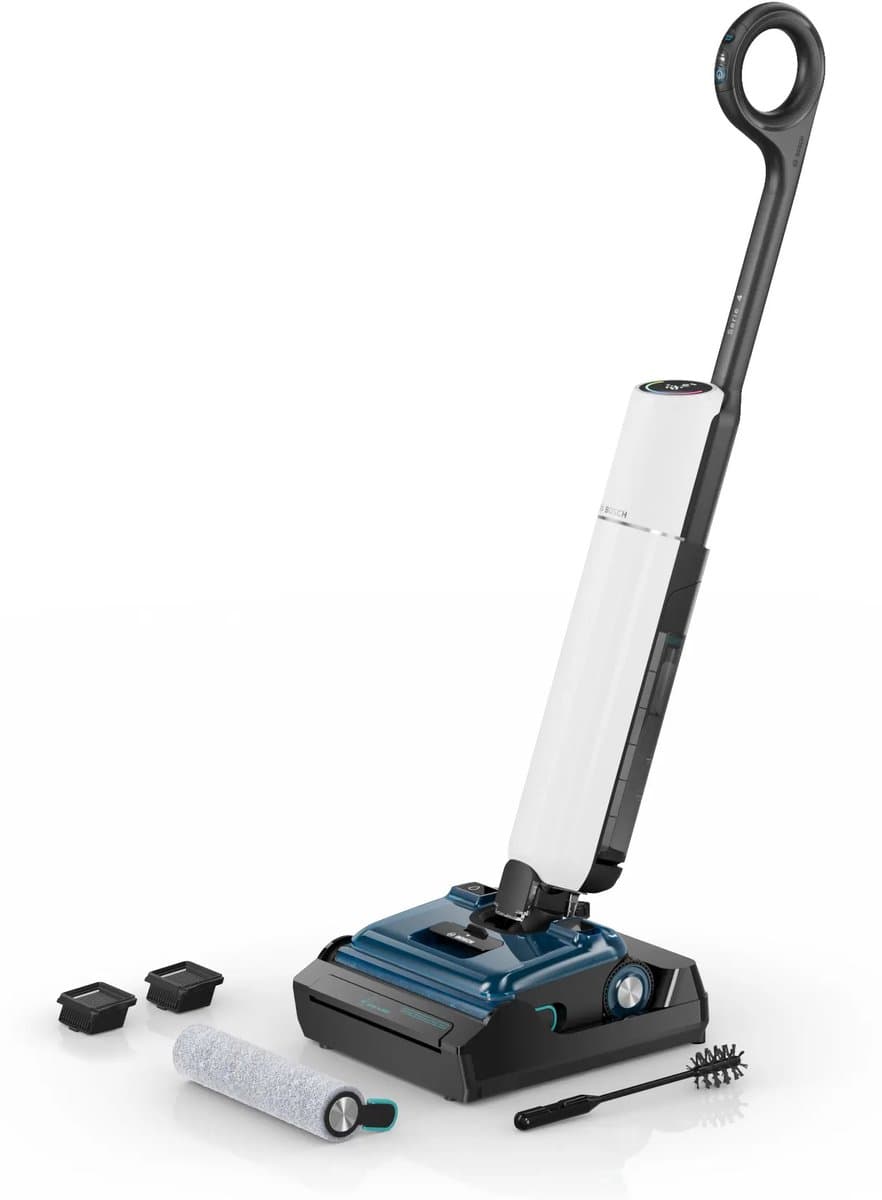 Bosch Serie 4 BHF41WM steelstofzuiger & elektrische bezem Verticale stofzuiger Batterij Droog en nat Zakloos Zwart, Blauw, Wit 4 Ah — afbeelding 1