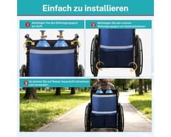 Zuurstofzak, draagbare ophangzak voor rolstoel (blauw, 2 stuks)
