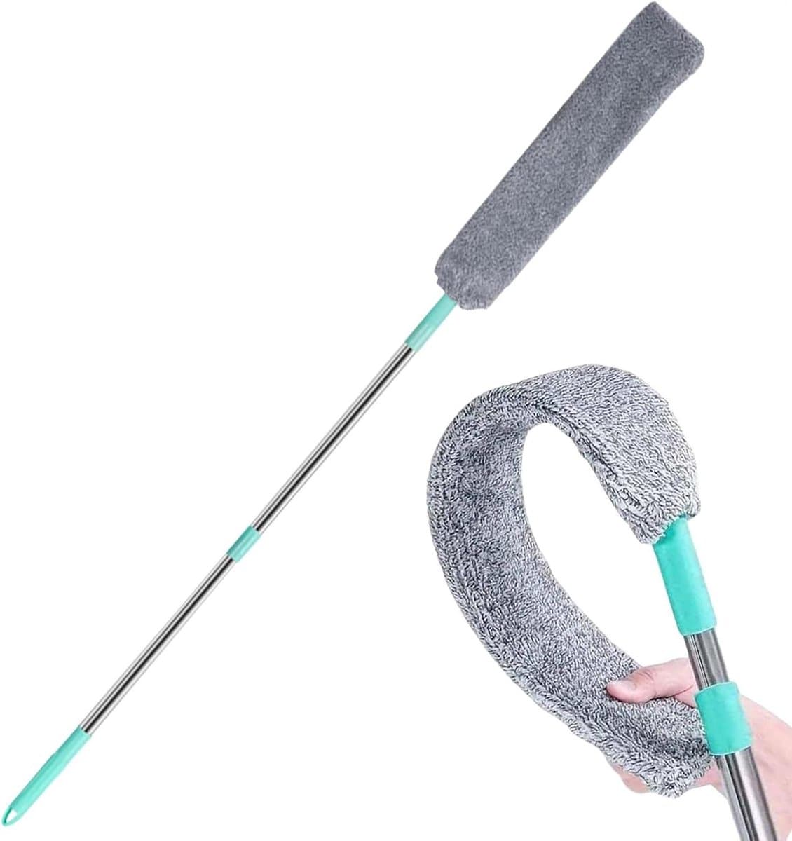 Microfiber Stofwisser - Stofverwijderaar Plumeau - Huishoudelijk Schoonmaken - Buigbare Platte Kop - Uitschuifbare Steel - Grijs — afbeelding 1
