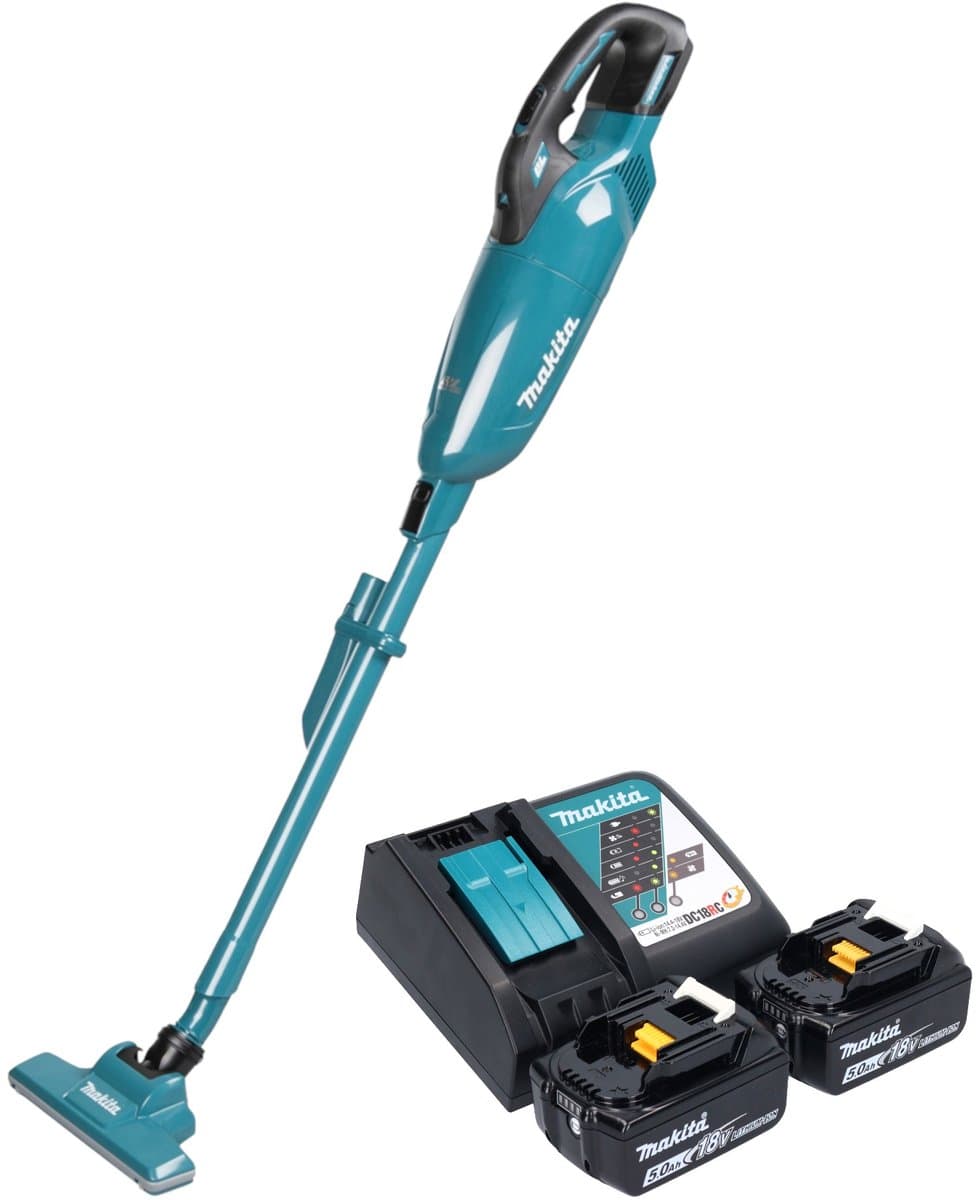 Makita DCL 283 FRT accustofzuiger 18 V 0,73 l borstelloos + 2x accu 5,0 Ah + oplader — afbeelding 1
