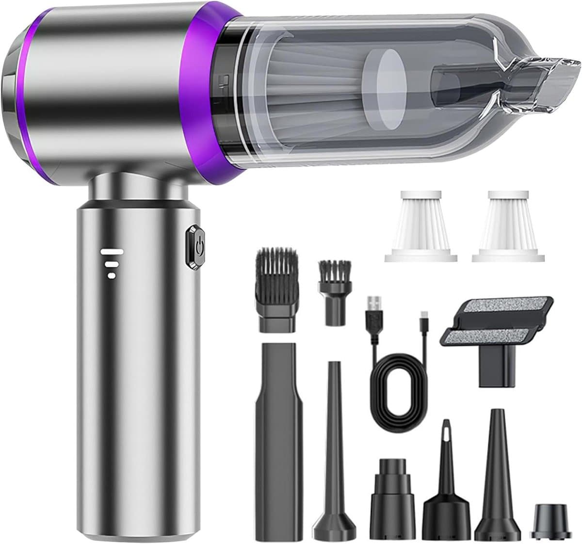 Draagbare Kruimeldief - Mini Stofzuiger - Auto Interieur Reinigen - 4-in-1 Functies - 22000 Pa - Lila — afbeelding 1