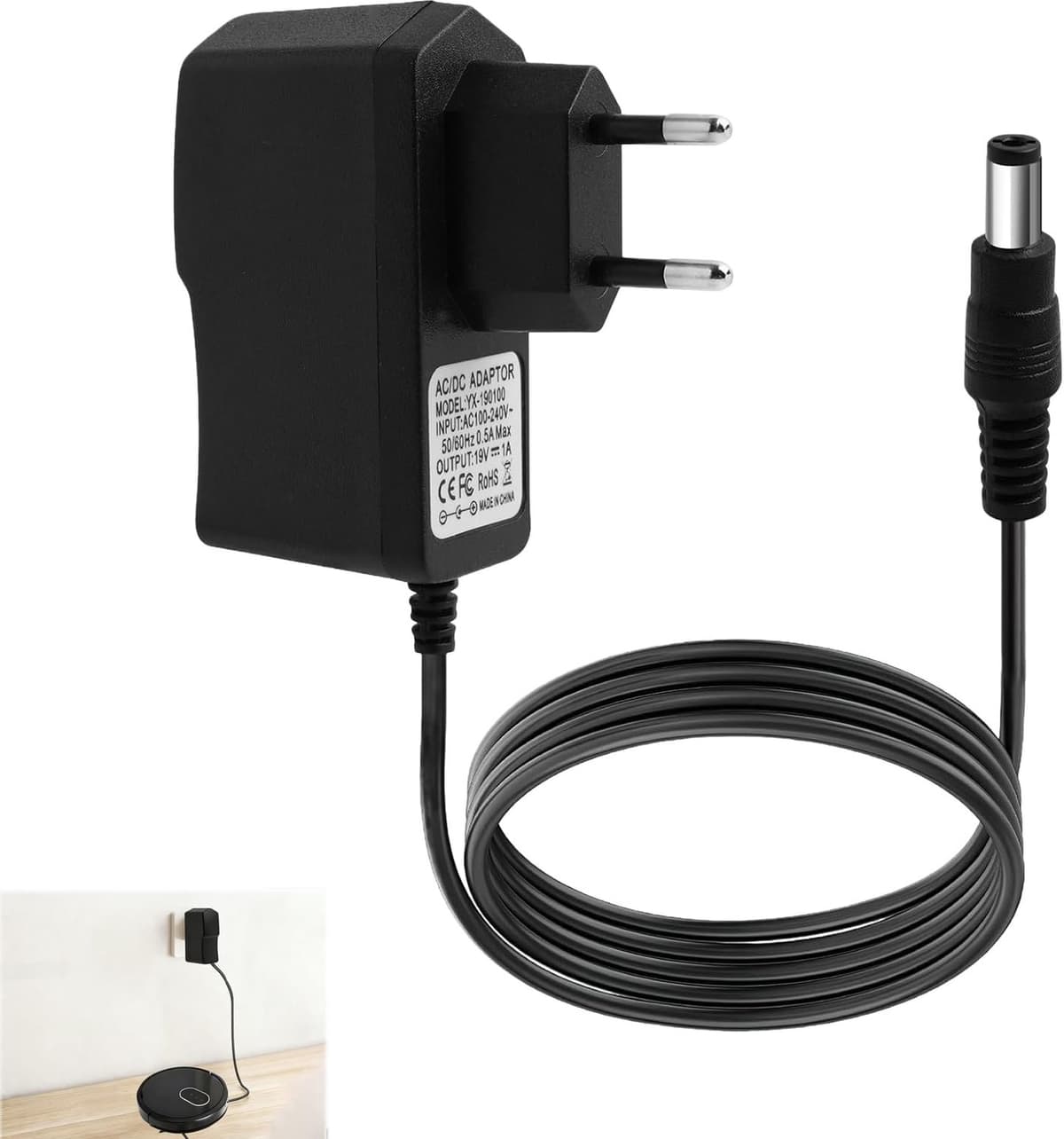 Oplader - 19 V 1 A - 2 m kabel — afbeelding 1