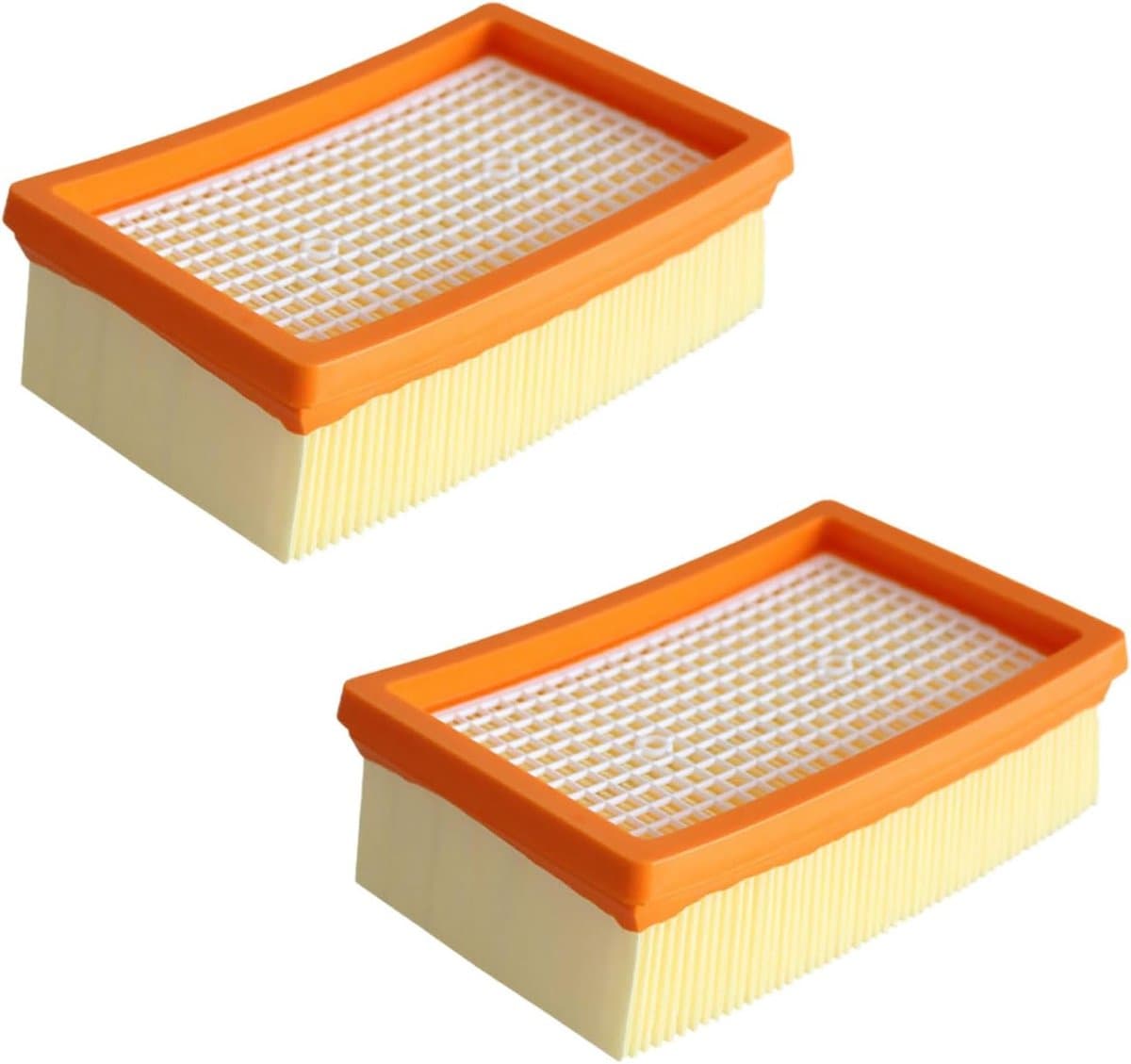 Multifunctioneel vervangingsfilter – Een speciaal plat geplooid filter,--Geschikt voor de Kärcher WD4, MV4, MV6 en WD5P stofzuigers – – Eenvoudige installatie – het reinigen van kasten, tapijten en trappen – Verpakking van 2 stuks — afbeelding 1