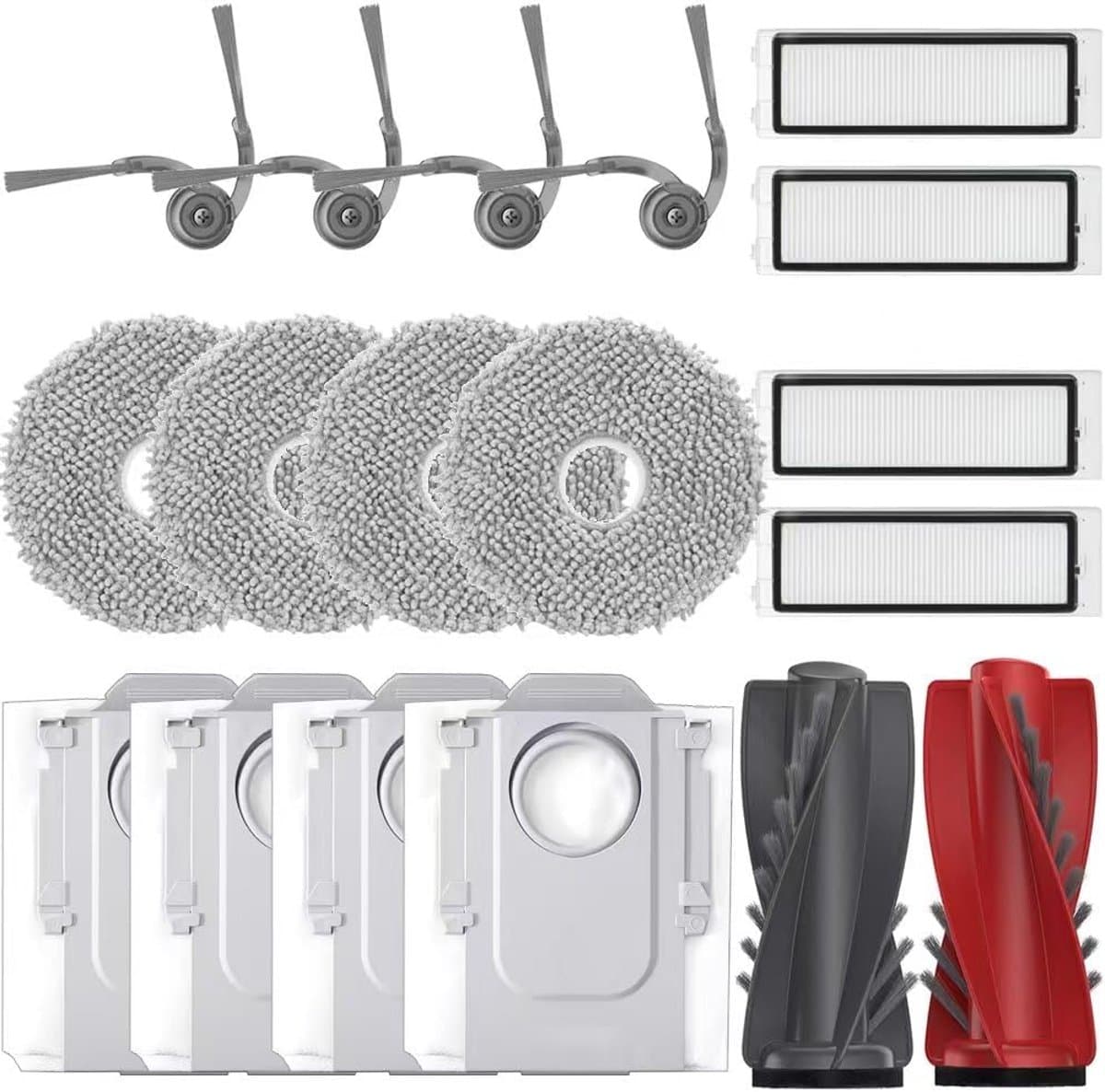 Accessoires geschikt voor Roborock Qrevo Curv - Qrevo Edge - S5V - S5X - Reserveonderdelen Pakket - 17-delige Set - Incl. Hoofdborstel, HEPA-filters, Dweilpads & Stofzakken — afbeelding 1