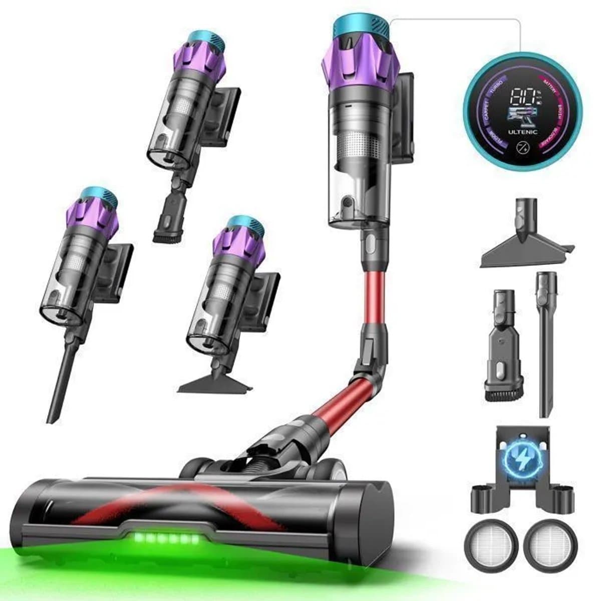 ULTENIC U18 Power Pro - Draadloze steelstofzuiger - Ultra krachtig - 600 W - 150 AW - 80 min gebruiksduur - Verwijderbare accu — afbeelding 1