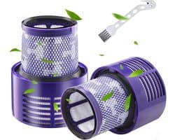Twee wasbare vervangingsfilters met borstel Geschikt voor Dyson V10 SV12, compatibel met de Cyclone V10-serie, V10 Absolute/Animal/Motorhead/Total Clean.