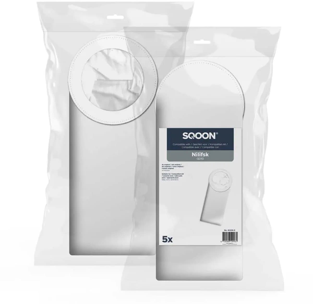 SQOON® Stofzuigerzakken Geschikt voor Nilfisk GD10 – Vervangt Model 1471097500 – High Filtration voor Industriële Toepassingen - 5 Stuks — afbeelding 1