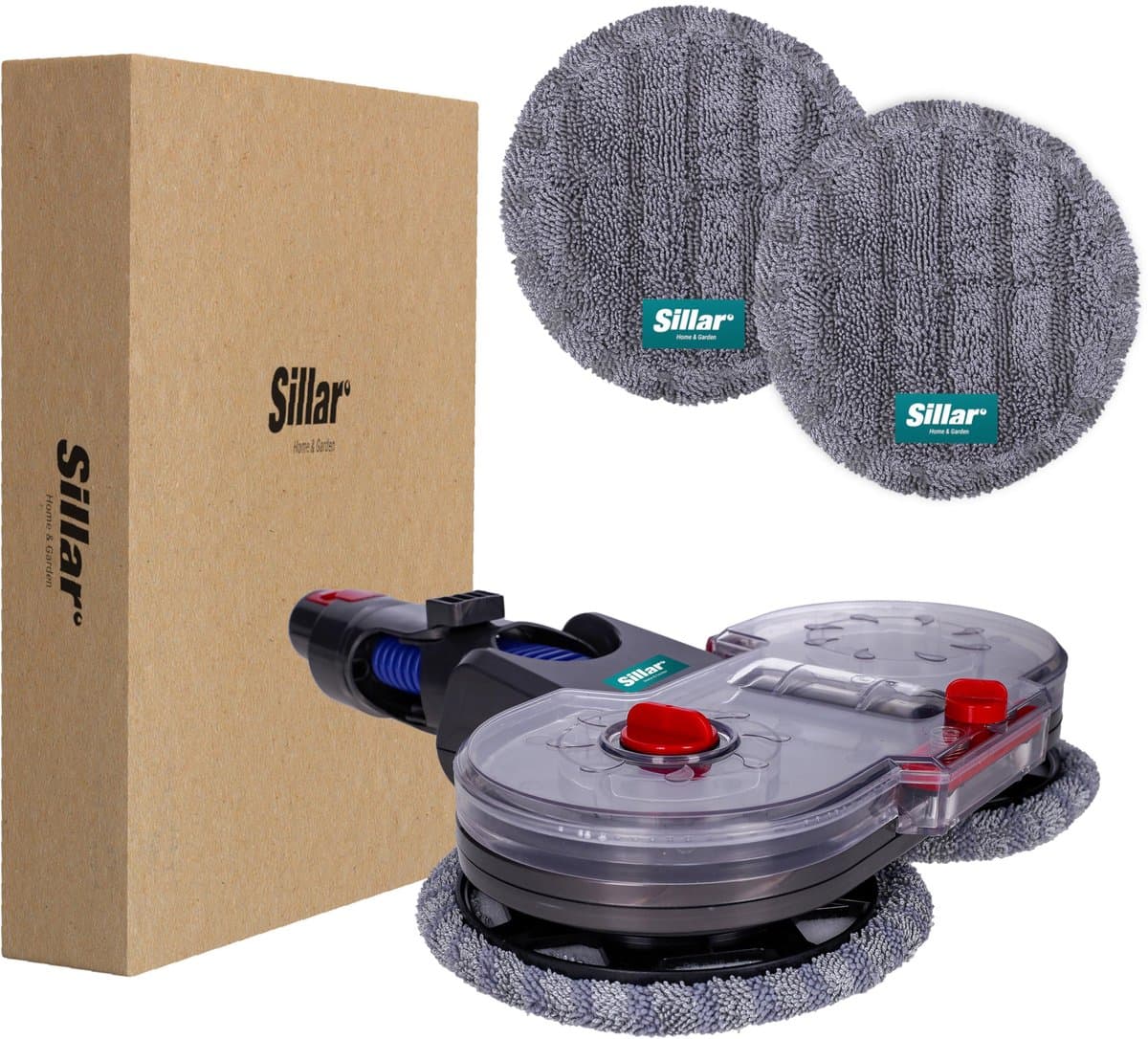 Sillar, set borstel voor stofzuiger, dweilopzetstuk, dweilkop, draaibaar 4-in-1 + 2x dweilopzetstukken, microvezel, vervangingsonderdeel, geschikt voor DYSON V7, V8, V10, V11, V15 — afbeelding 1
